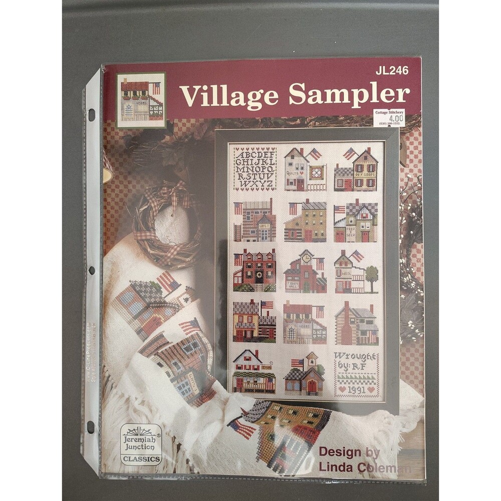Vintage Village Sampler Cross Stitch Pattern Linda Coleman Jeremiah Junction...